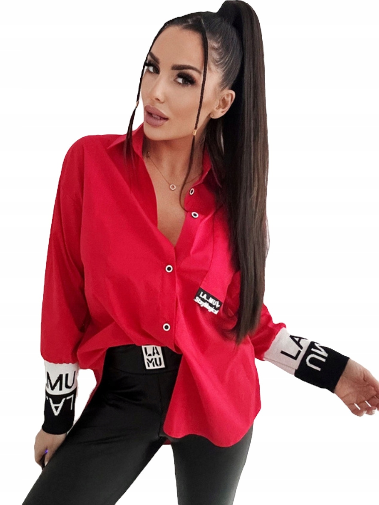 La..mu červená bavlněná košile Fall Fusion Uni