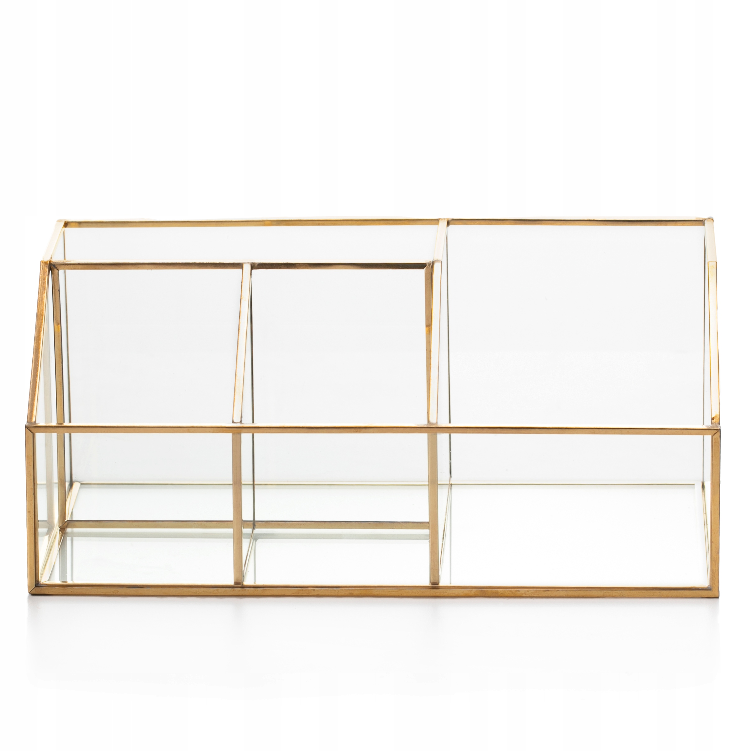 

Szklany organizer z przegródkami pojemnik Złoty