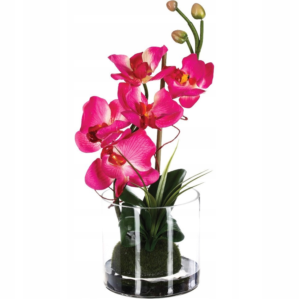 

Wazon Szklany Z Kwiatami Sztucznymi Biały Storczyk