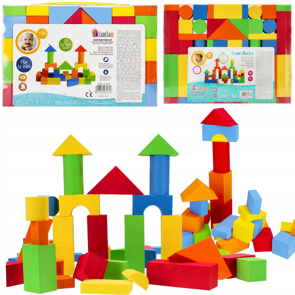 

Klocki Piankowe Puzzle Kolorowe 77 Elementów