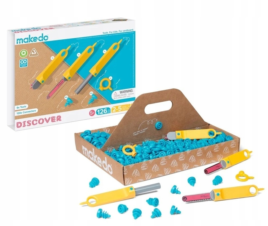 Zestaw narzędzi do konstruowania Diy Makedo Discover 126 el.