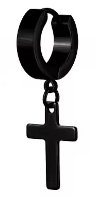 HUGGIE Okrągły Kolczyk Do Ucha Krzyż Krzyżyk Gothic, Punk STAL