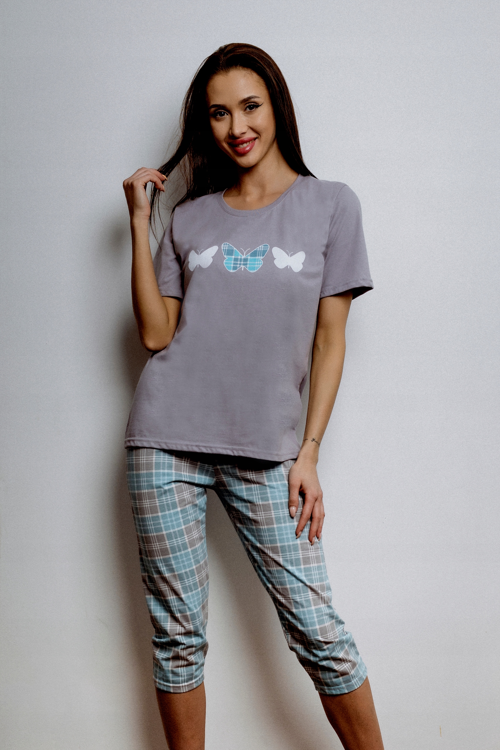 Bavlněné Dámské Pyžamo Kuba S Motýlky 3XL