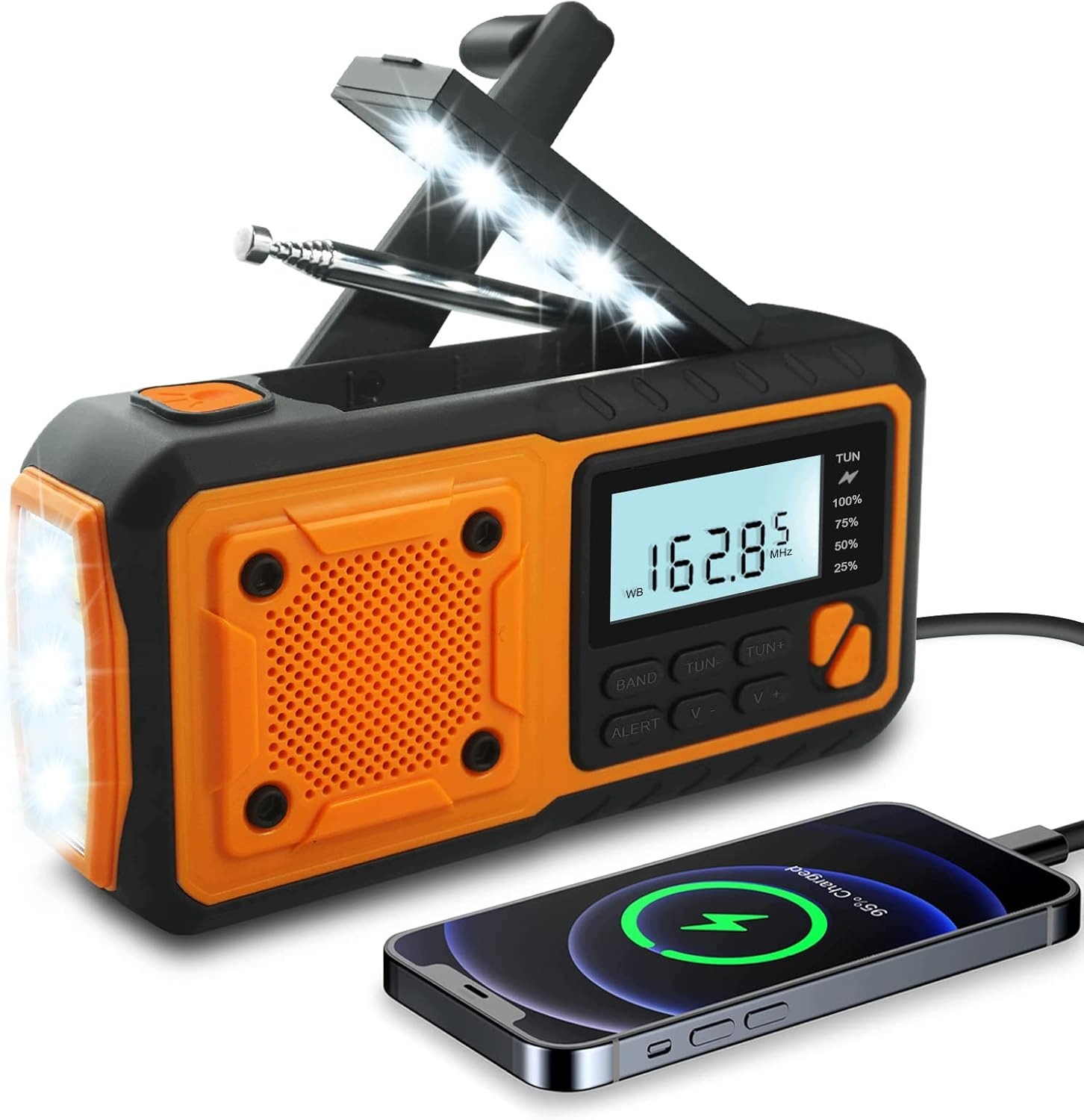 Přenosné Solární Rádio Dynamo Alarm Dynamo Nouzová Svítilna 5000 mAh Usb-c