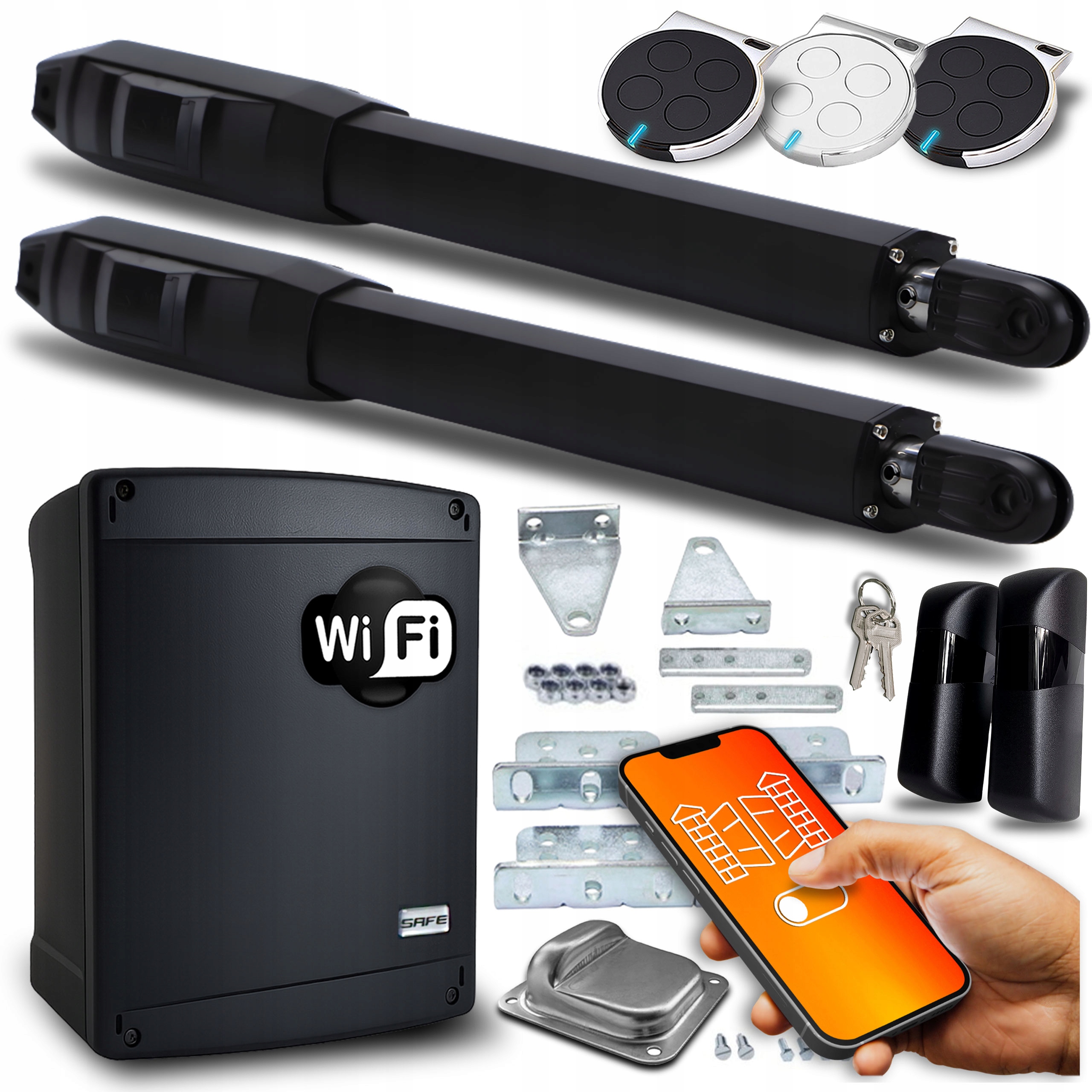 Set Pohon Pro Dvojkřídlovou Bránu Wifi Tuya ovladače pohony 8 m 200 Kg