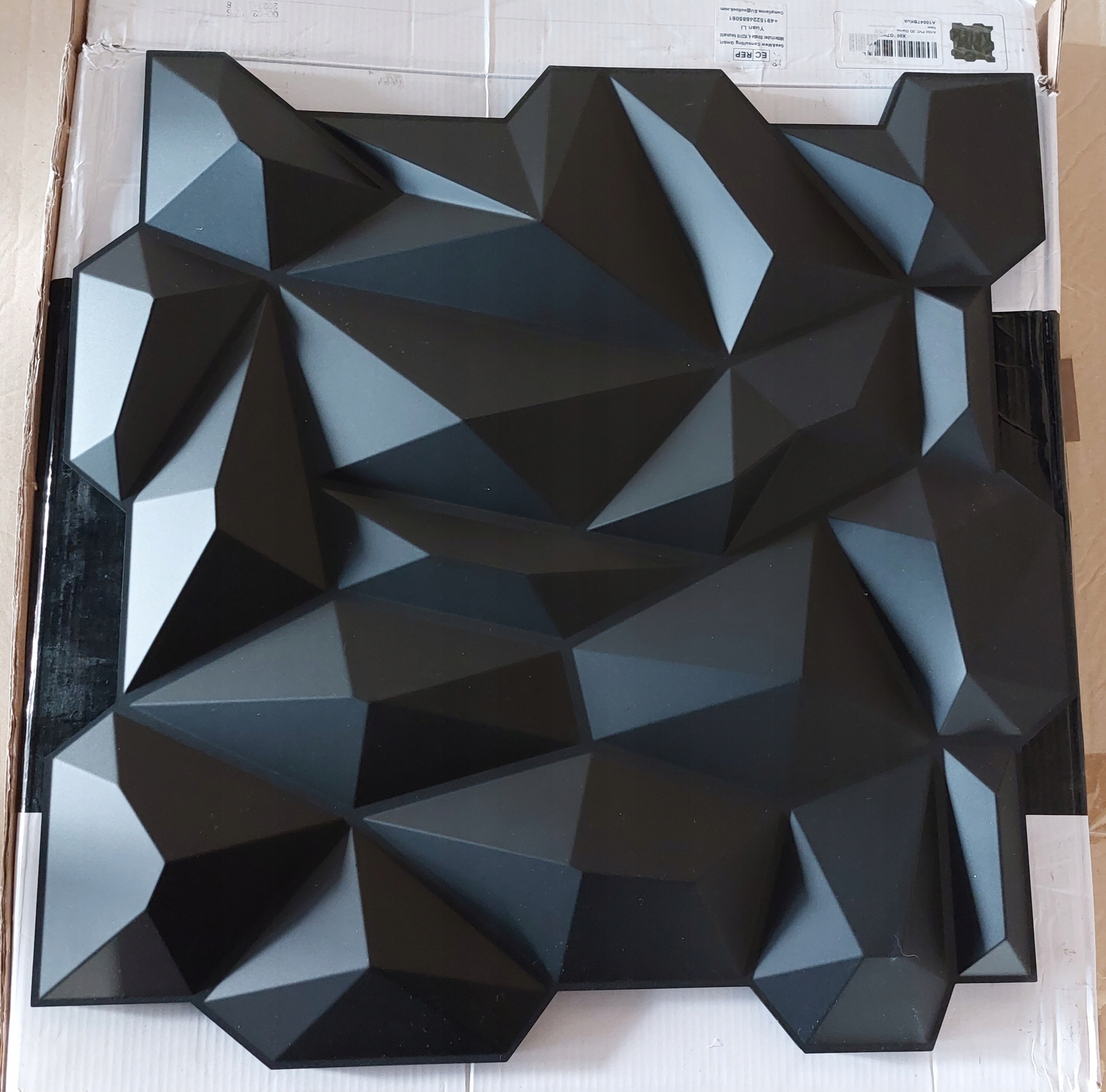 Art3d 3D stenové panely dekorácia na stenu, čierne 50 x 50 cm, 12 kusov