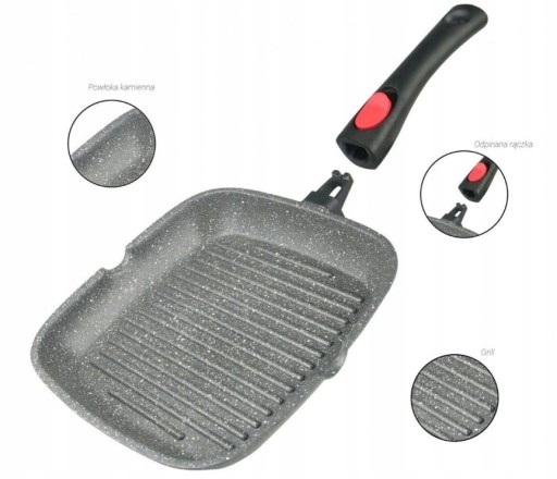 

Patelnia grillowa 24cm odpinana rączka z pokrywką