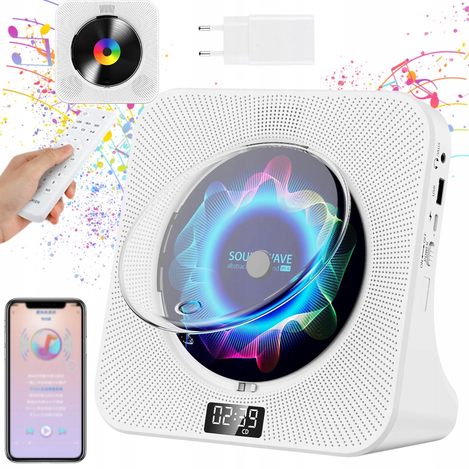 Přenosný CD Přehrávač, Reproduktor Podporuje Bluetooth/fm/aux/usb Rádio