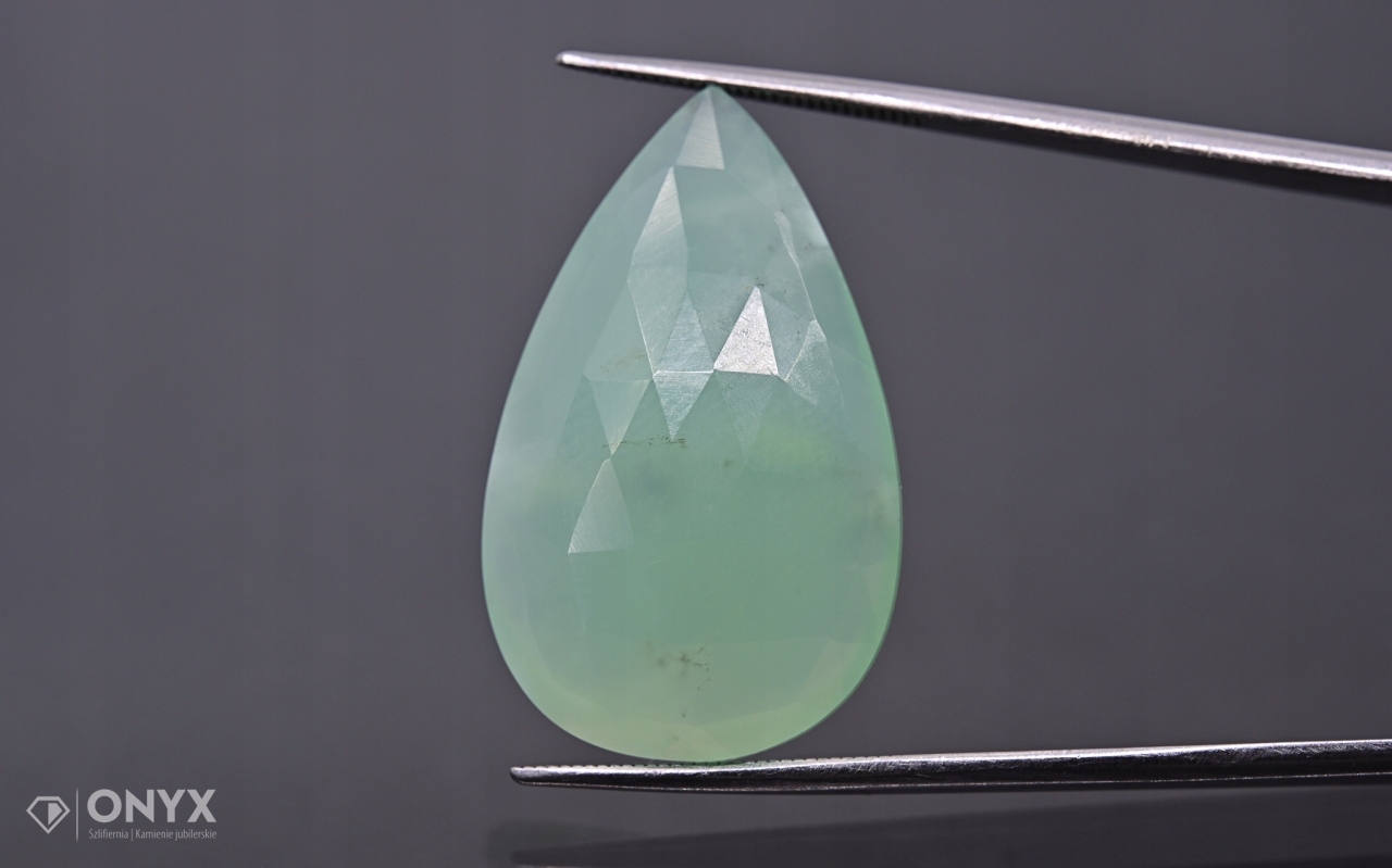 Chrysopraz fasetovaná rozeta slza 28x17 mm