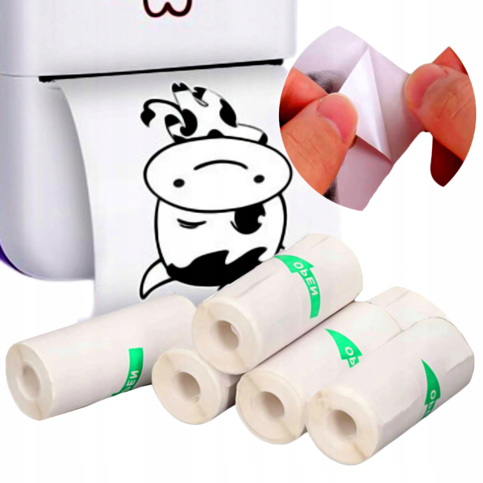 PAPIER SAMOPRZYLEPNY TERMICZNY DO MINI DRUKARKI DO DRUKARKI DRUKUŚ 5 ROLEK