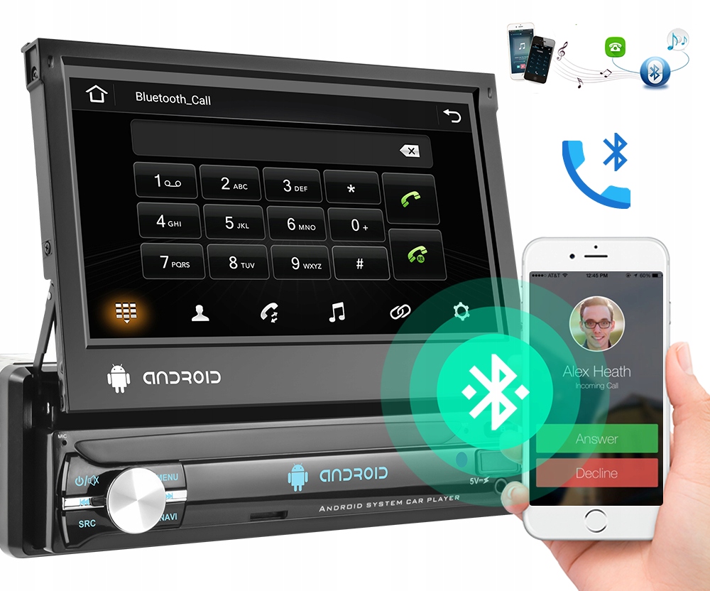 RADIO SAMOCHODOWE 1 DIN ANDROID 13 GPS USB WIFI DAB+ 2GB RAM MIRROR LINK Komunikacja Bluetooth GPS Wi-Fi