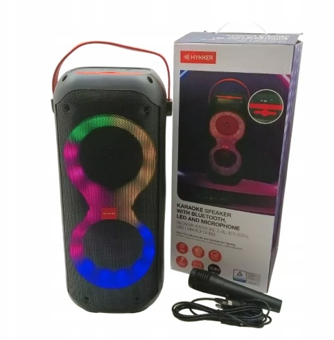 Hykker Głośnik Bezprzewodowy Karaoke Z Mikrofonem Led Rgb