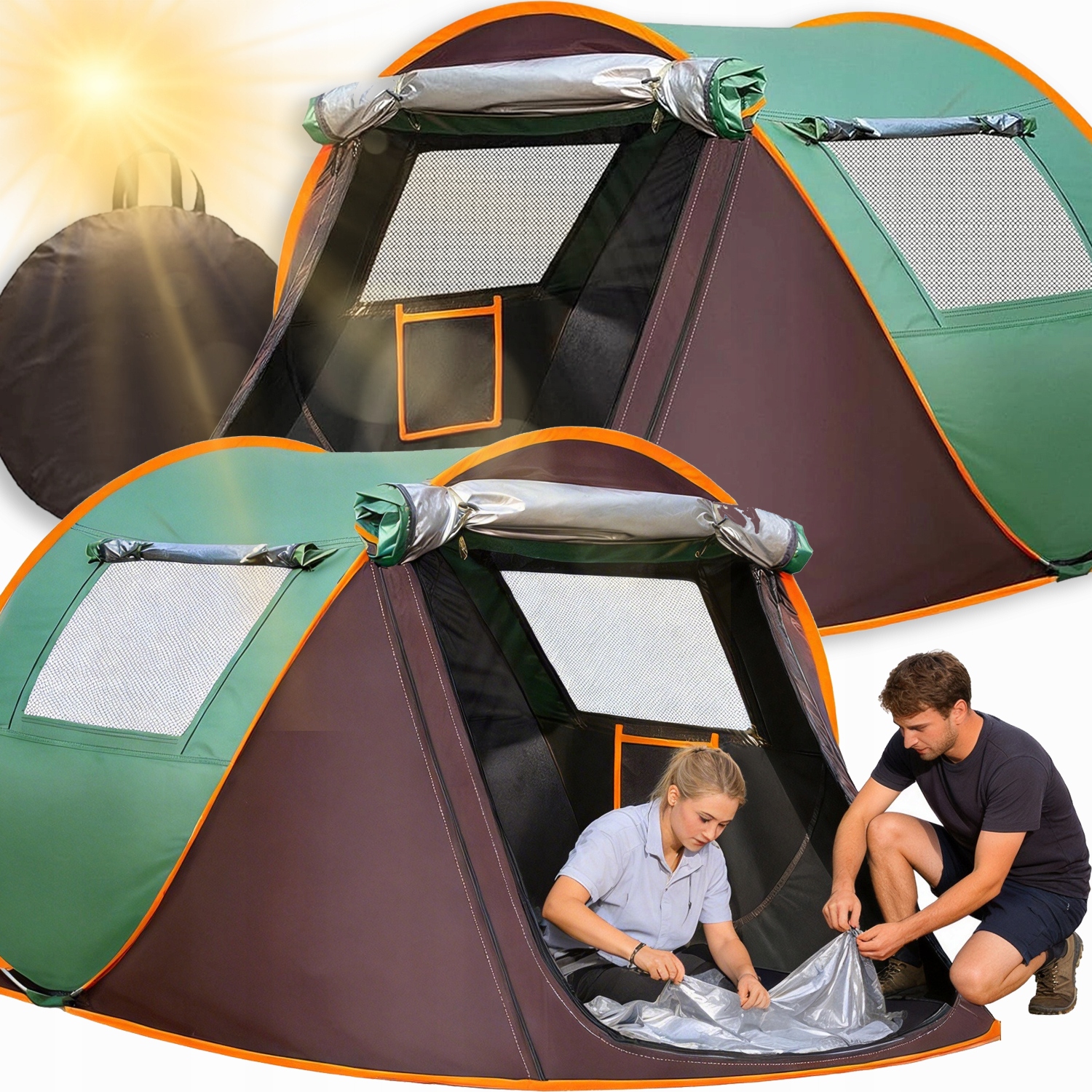 Namiot Turystyczny Kemping 2-OSOBOWY Wodoodporny Z Moskitiera 250*145*110CM