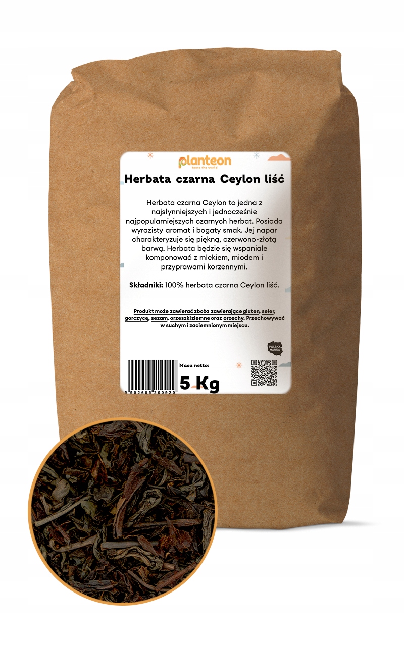 Herbata czarna Ceylon liść 5kg cejlon herbata liściasta czarna klasyczna