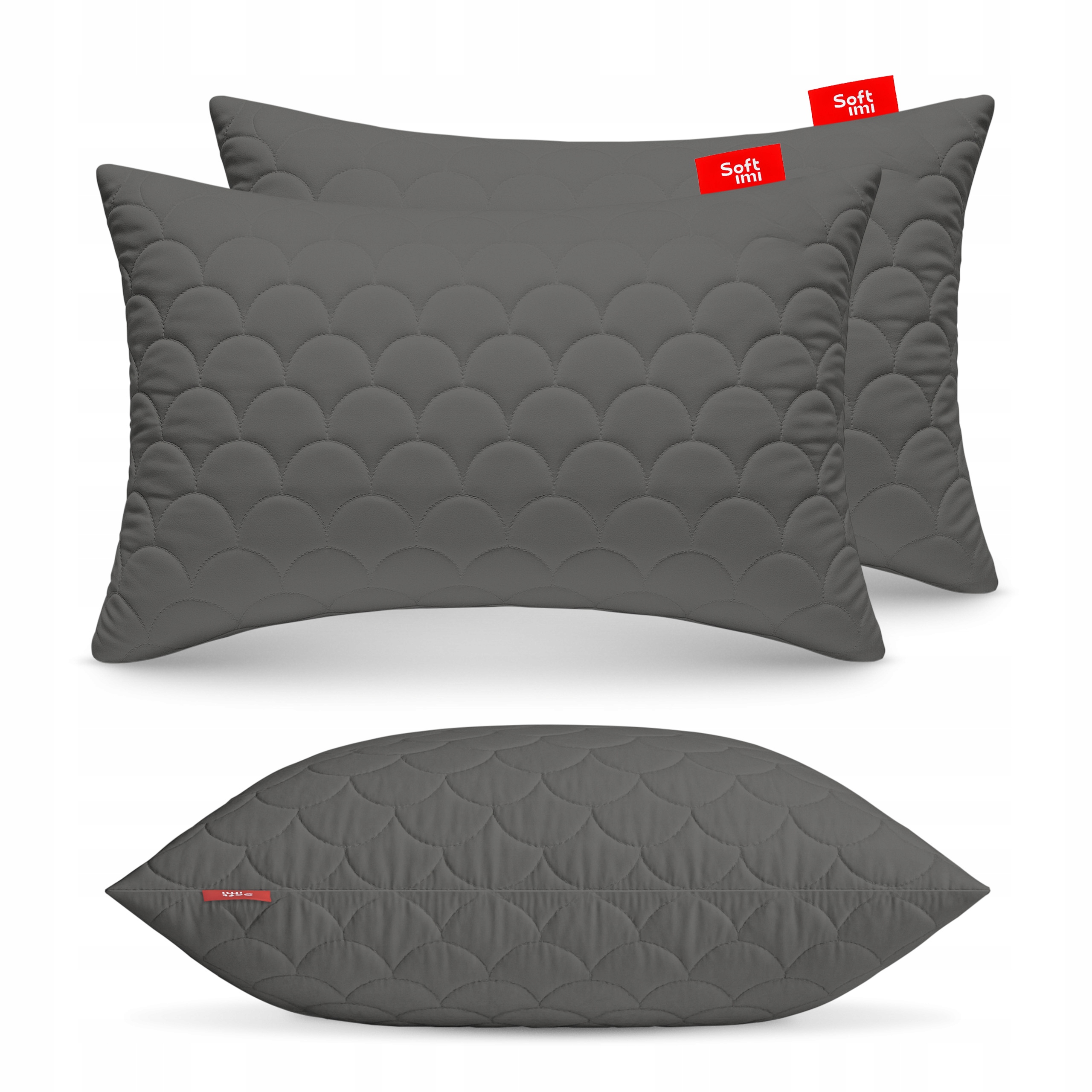 Antialergický Polštář 2X40X60 cm Komplet Na Spaní Prošívaná Šedá z Polska