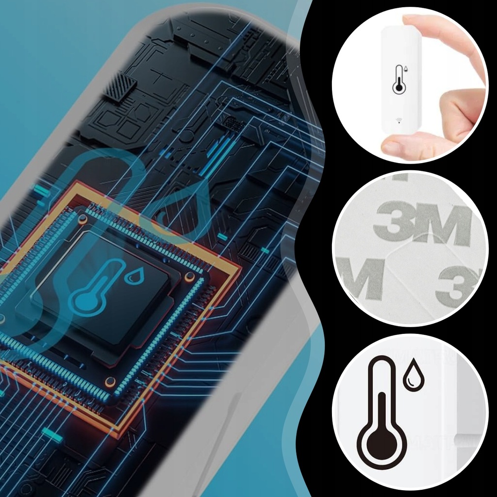 CZUJNIK TEMPERATURY I WILGOCI TERMOMETR SMART DOM APLIKACJA COZY LIFE WIFI Informacje o bezpieczeństwie CE