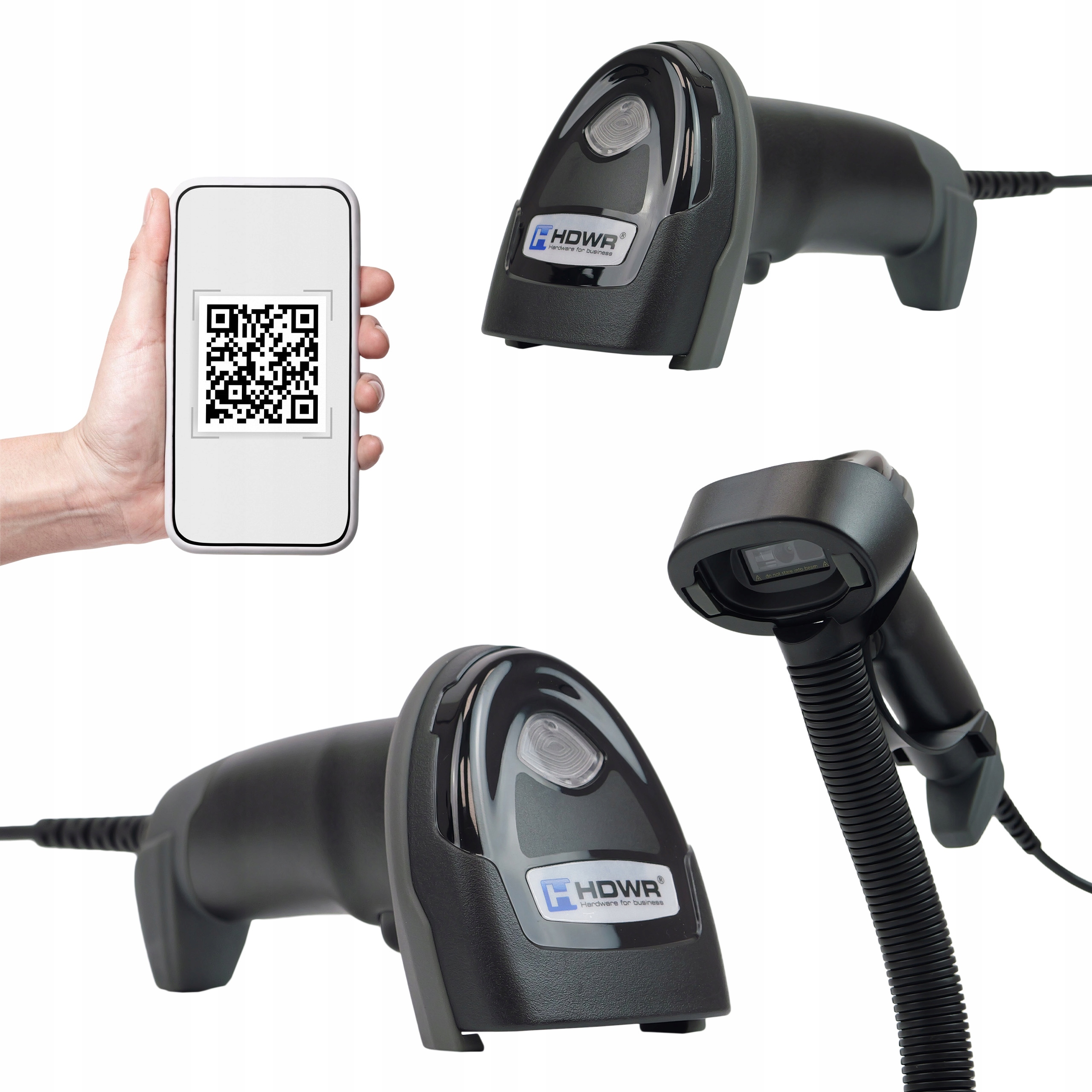Kabelová čtečka Qr kódů Aztec s Usb podstavcem Virtual Com pro skenování s LCD