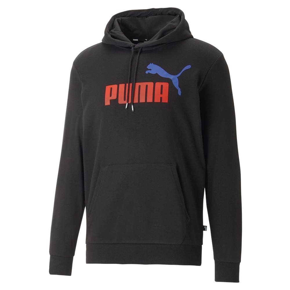 mikina puma ess big logo černá bavlněná přes hlavu s kapucí klokanka M