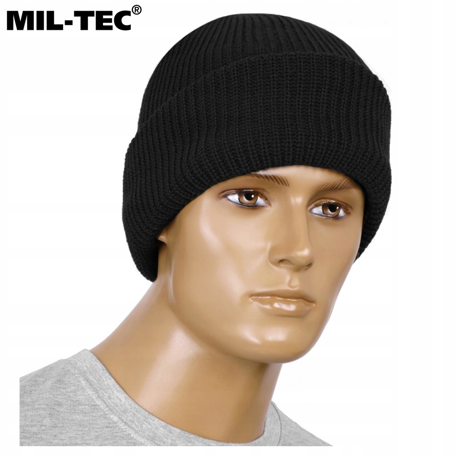 CZAPKA ZIMOWA WOJSKOWA MIL-TEC OCIEPLINA 3M THINSULATE CIEPŁA CZARNA Model 3m