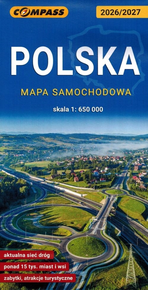 POLSKA MAPA SAMOCHODOWA DROGOWA TURYSTYCZNA 2026/2027 COMPASS