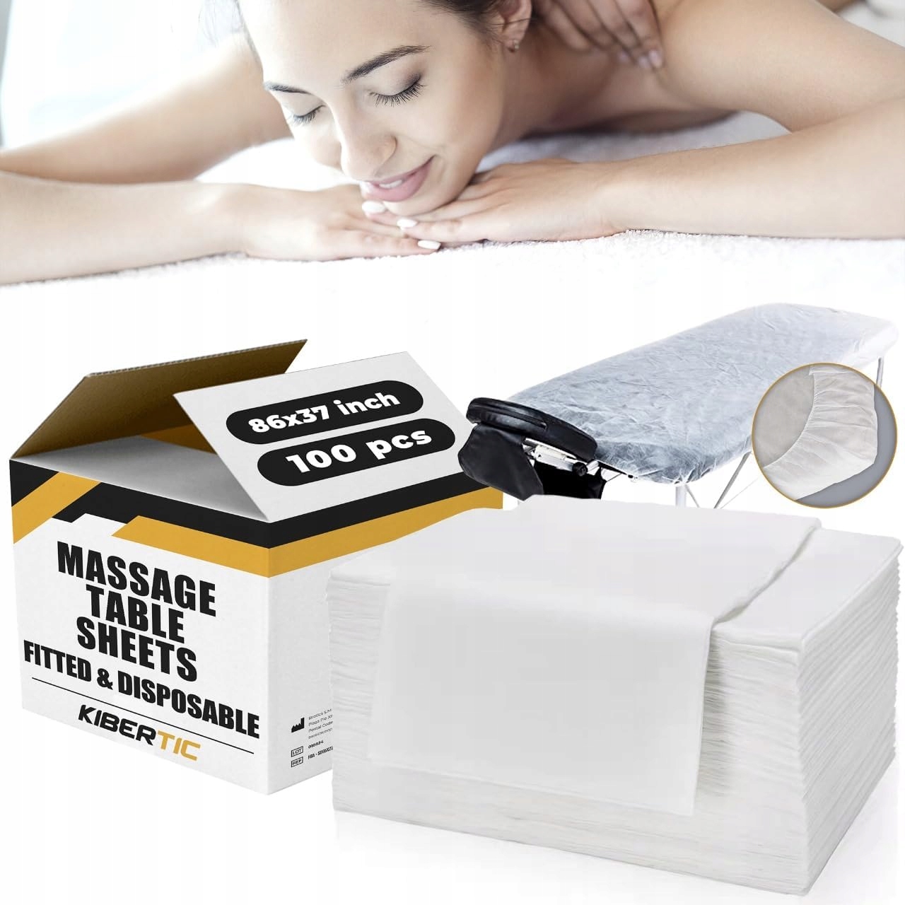 Kibertic 99x Prostěradlo na jedno použití Tnt Sms 95x220cm, bílé, nastavitelné