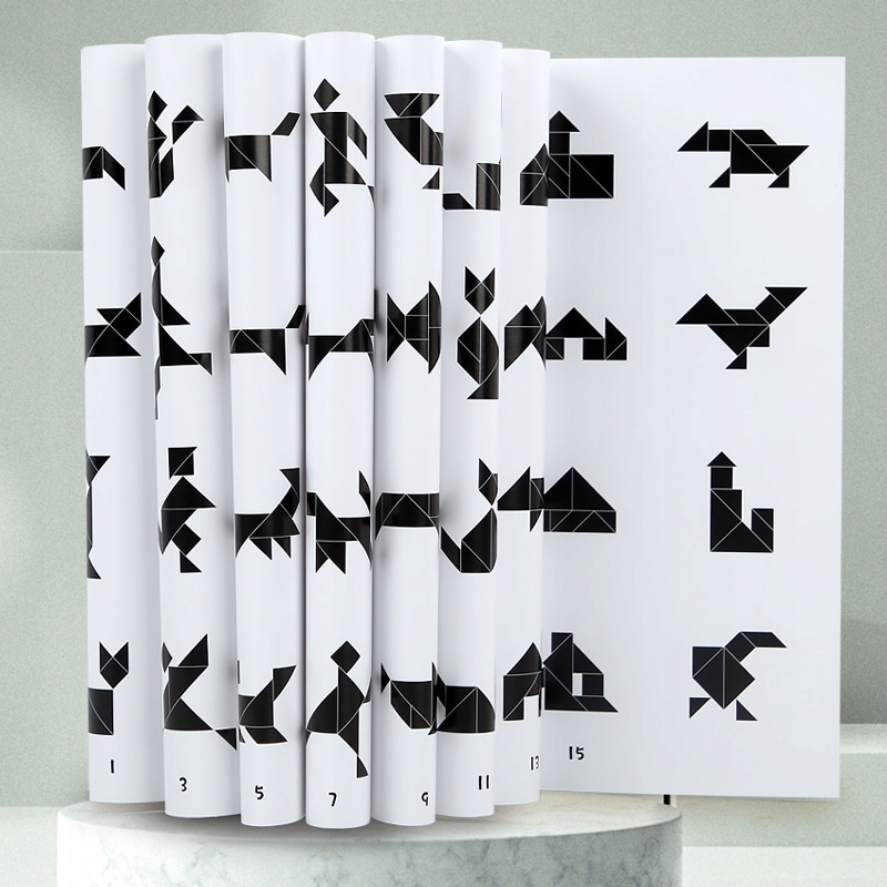 TANGRAM KLOCKI MAGNETYCZNE DREWNIANA UKŁADANKA Z chłopcem Prezent Marka bez marki