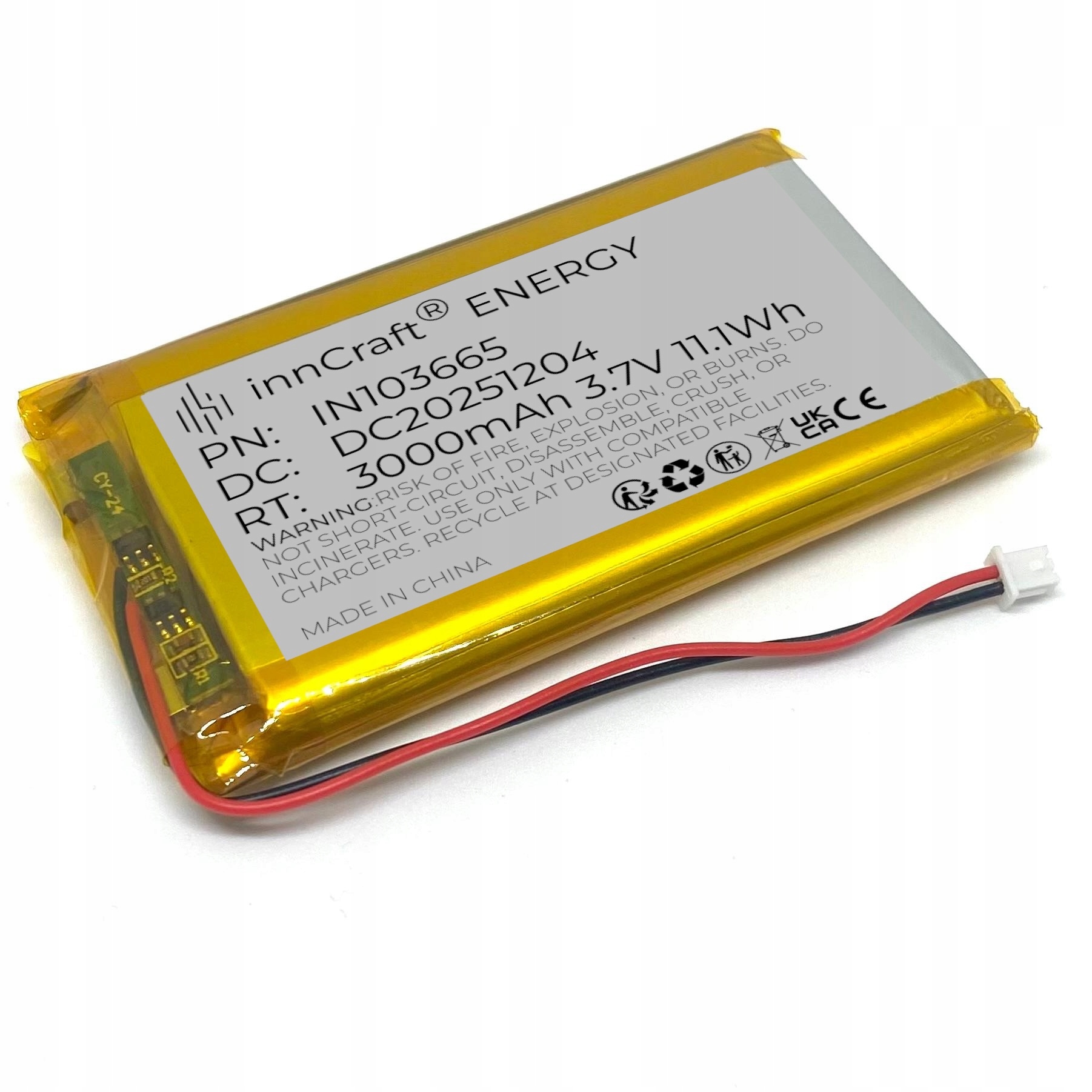 Акумулятор Li-Poly innCraft 3000mAh 3.7V JST 103665