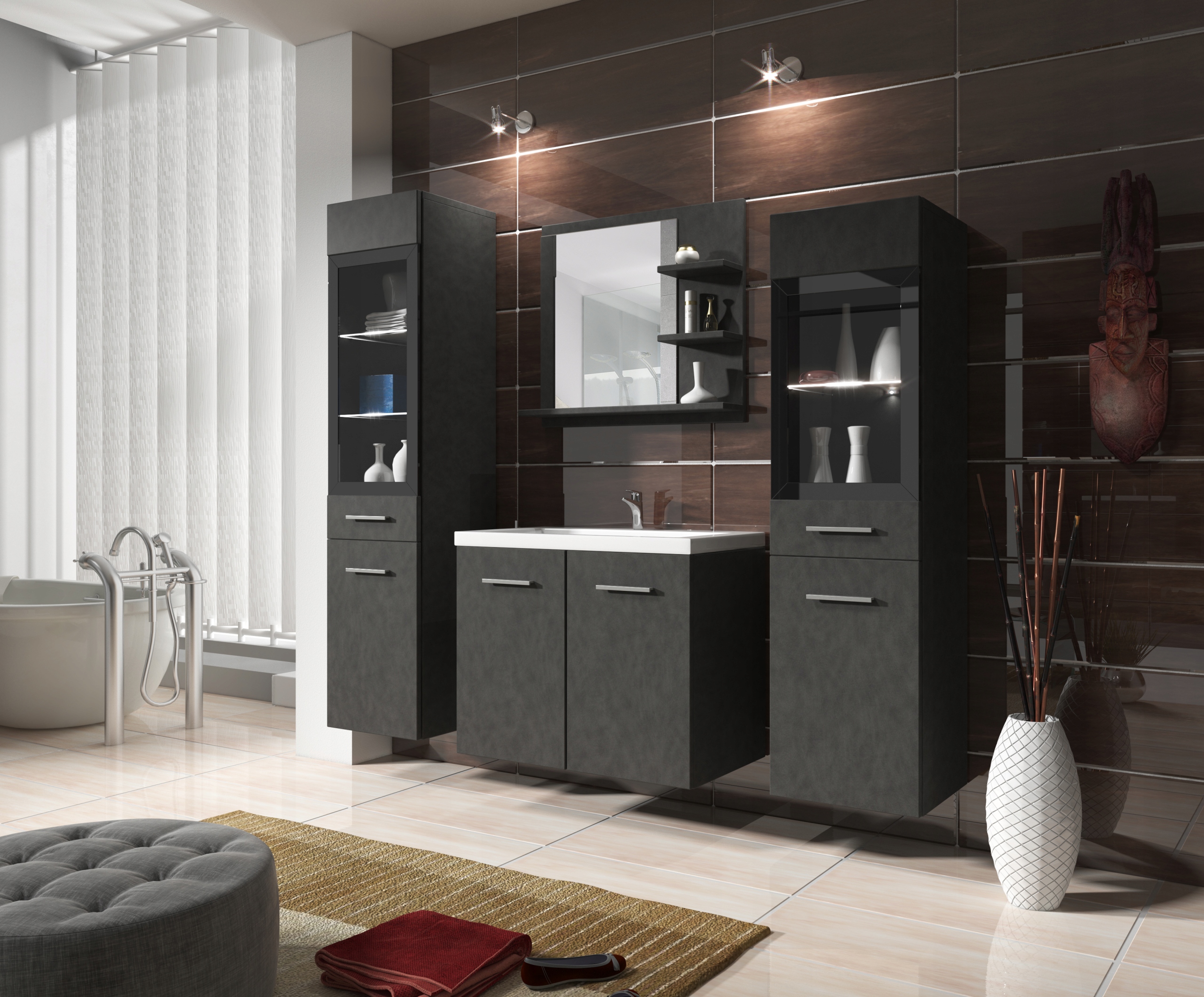 Meble łazienkowe UDINE I UMYWALKA LUSTRO WITRYNA