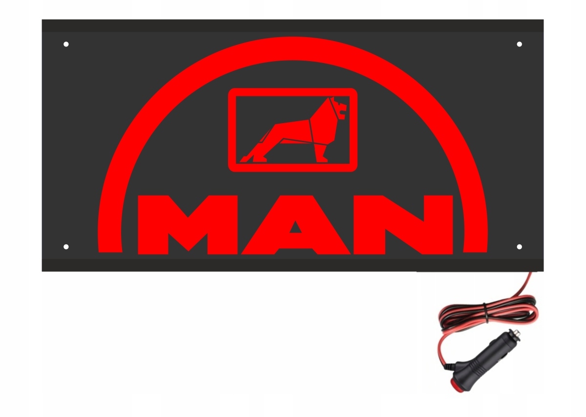 Led tabuľa 60x30 na zadnú stranu, nad posteľ logo Man 12V