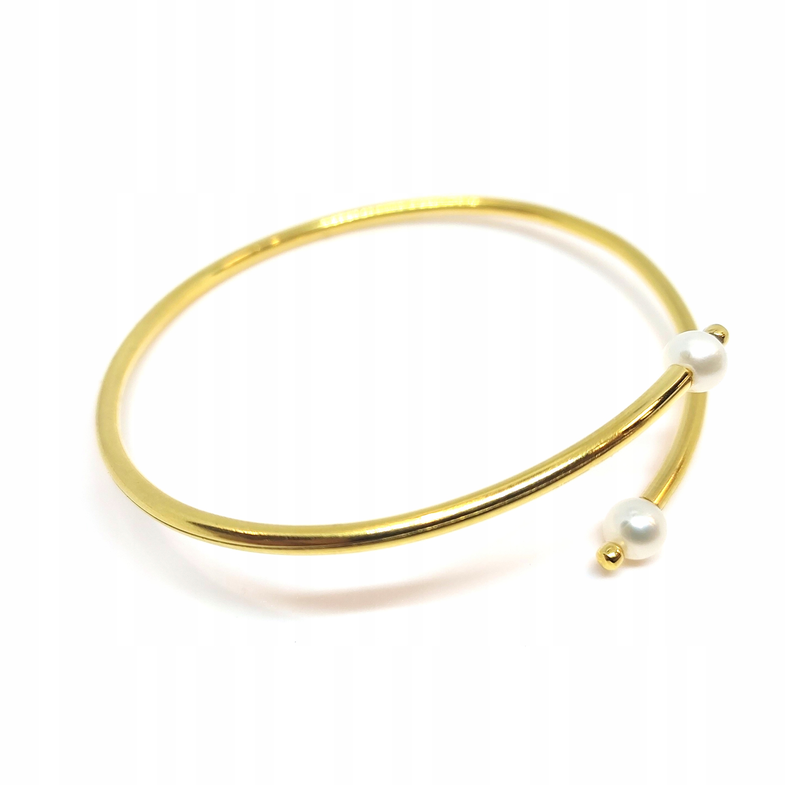 

Srebrna bransoletka bangle sztywna z perłą perła