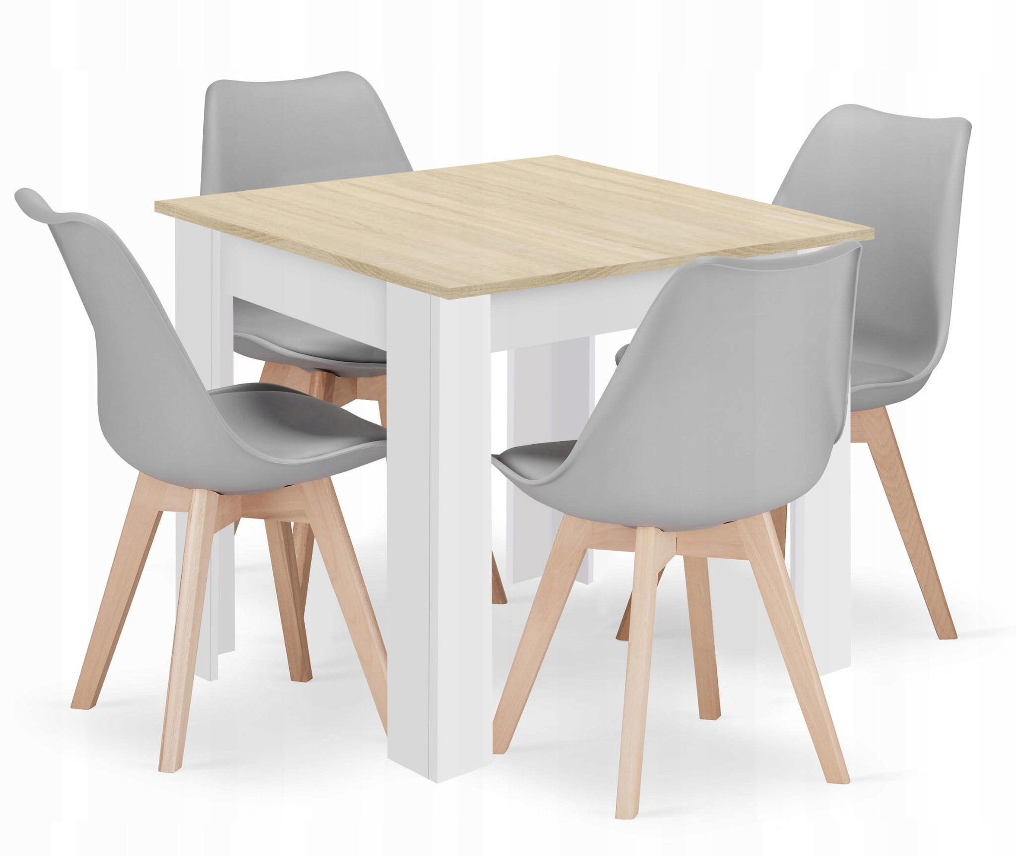 Sada čtvercový stůl 80x80 dub sonoma 4 židle Mark šedé