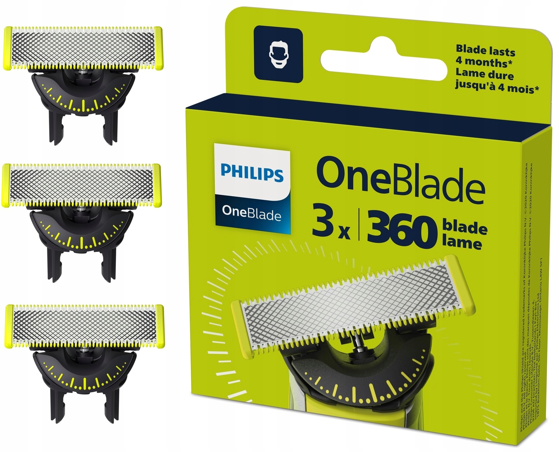 Vyměnitelné břity Philips QP430/50 3 ks pro holicí strojky OneBlade