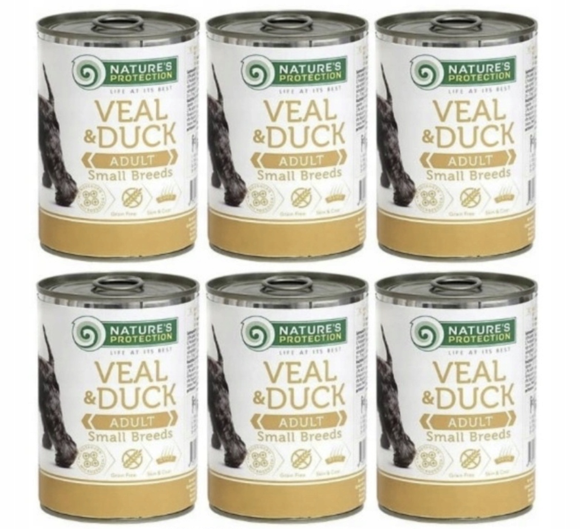 Levně Nature's Protection Telecí a kachní maso 400 g x 6