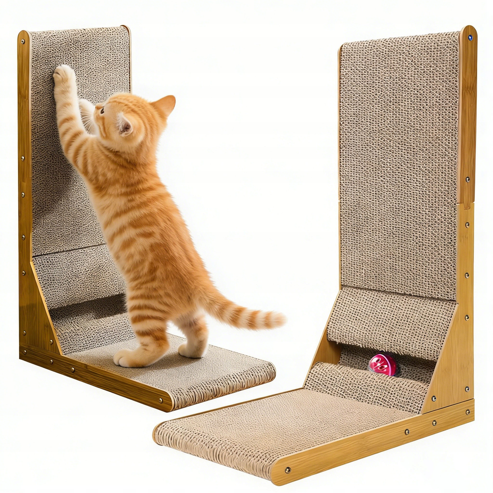 Levně Škrabadlo Pro Kočky Oboustranné Škrabací L strom vysoký 60 cm s míčkem 2v1