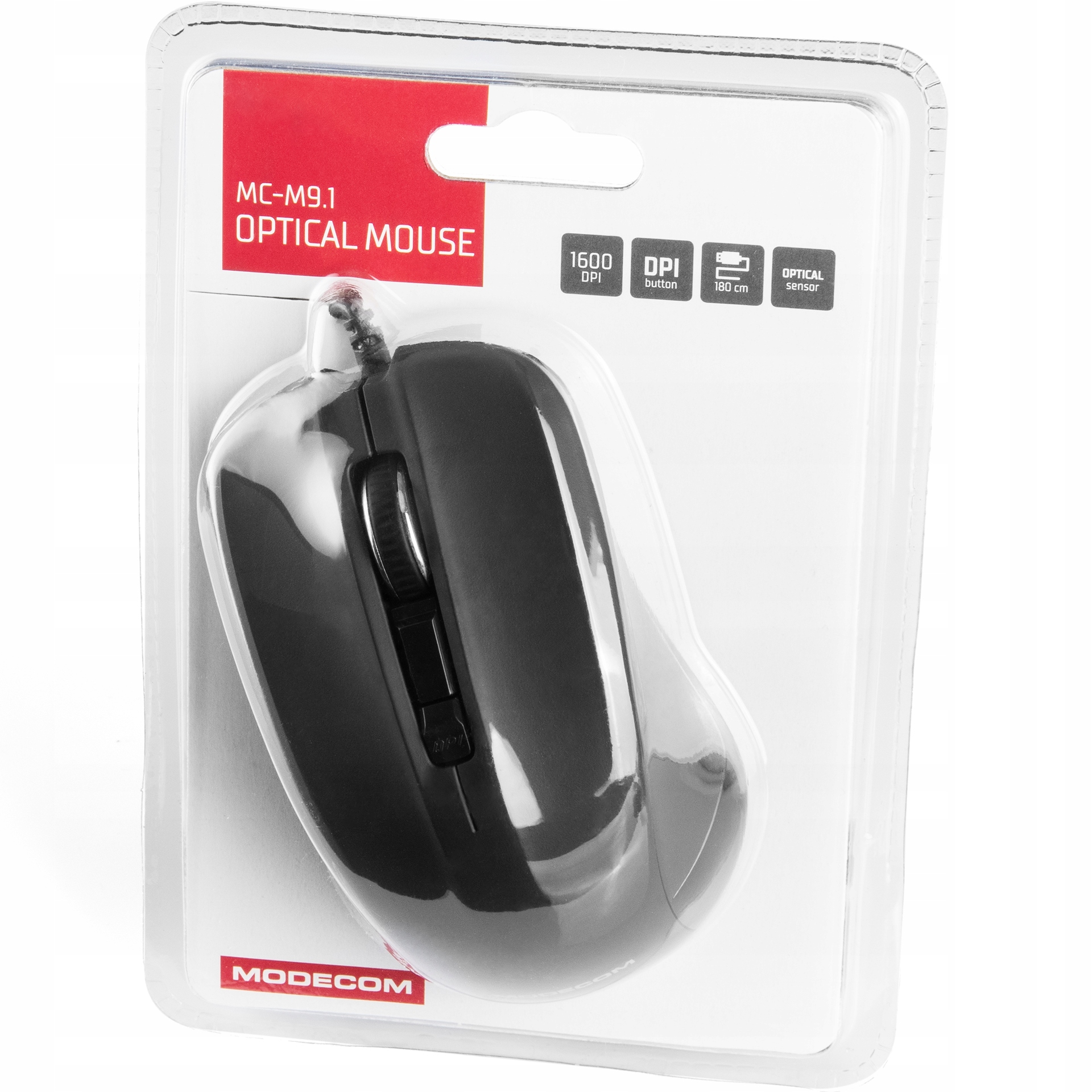 MYSZKA PRZEWODOWA USB DŁUGI PRZEWÓD USB 1,8 METRA OPTYCZNA USB 2.0 CZARNA Model MC-M9.1