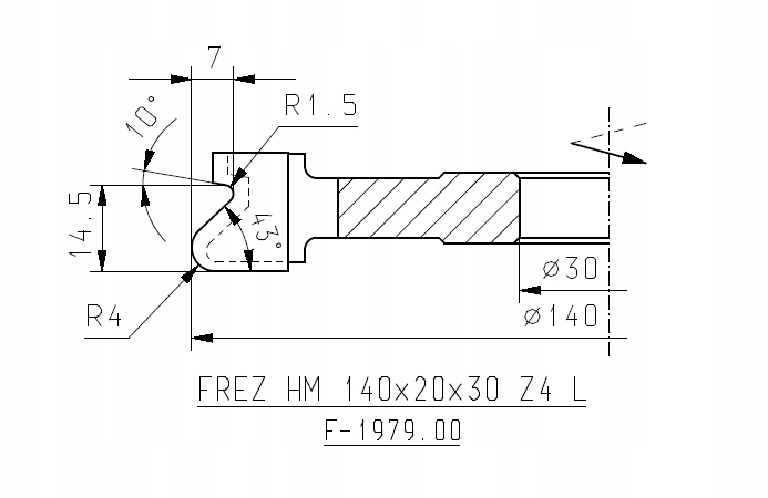 Frez ścinowy do pochwytu HM-MDF ETNA - UCHWYTU - FRONTÓW F-1979.00 Stan opakowania oryginalne
