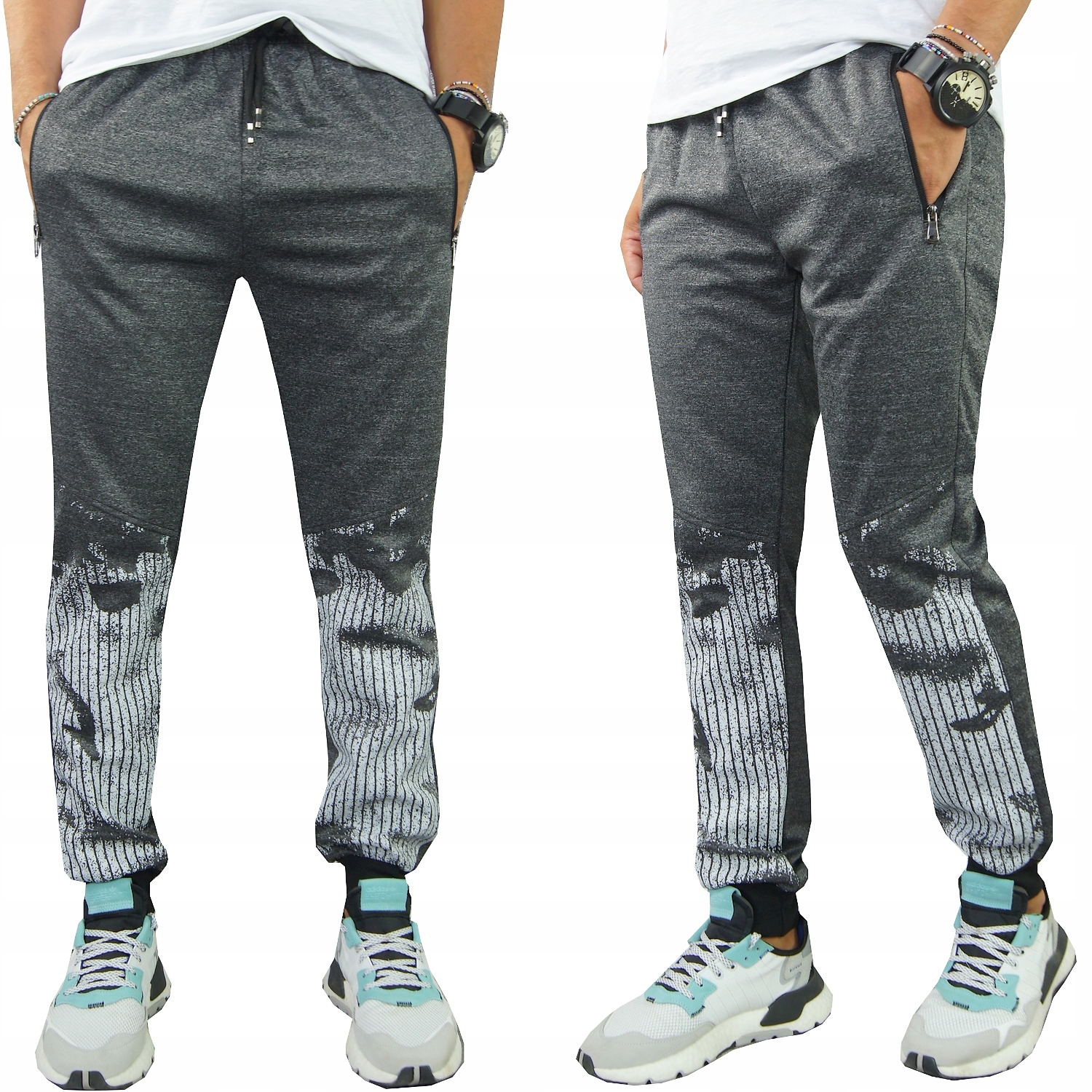 

Męskie Spodnie Dresowe Joggery zamek GF163 XL/XXL