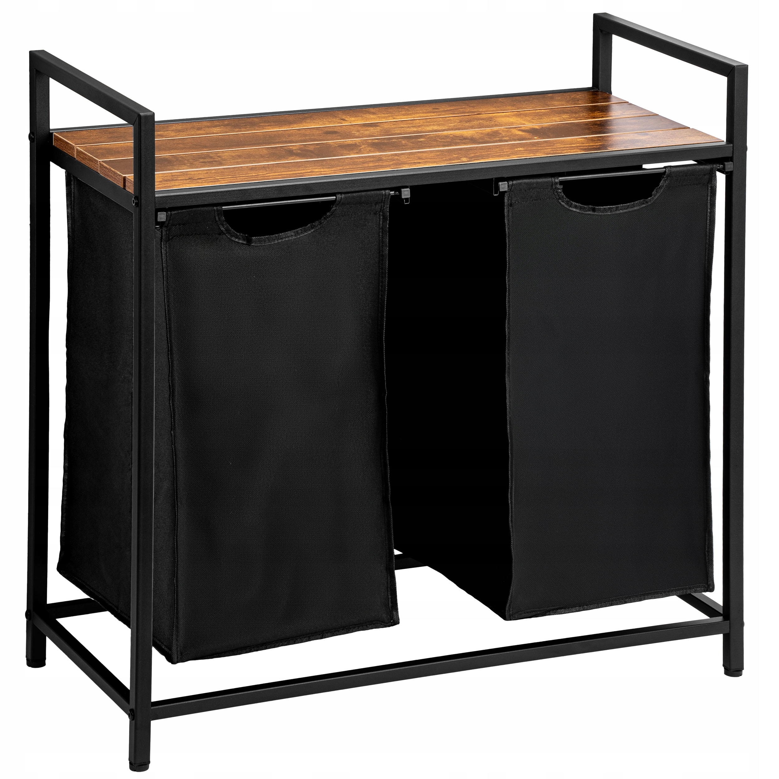 Kôš Na Bielizeň Dvojkomorový Kovový S Poličkou Loft Nádoba Regál