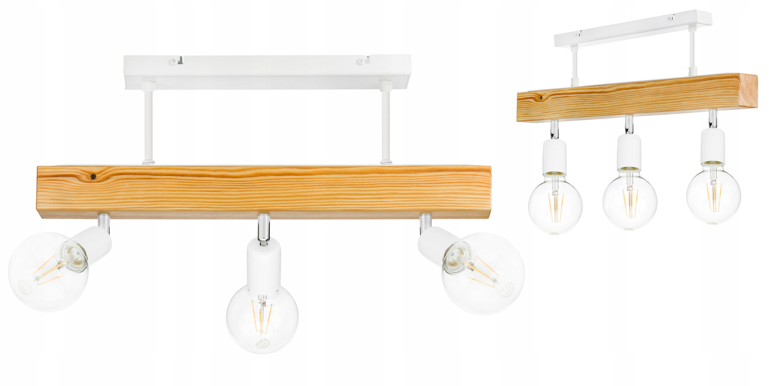 Dřevěná závěsná stropní lampa Lustr Stropní Svítidlo Loft Bílá na 3x E27