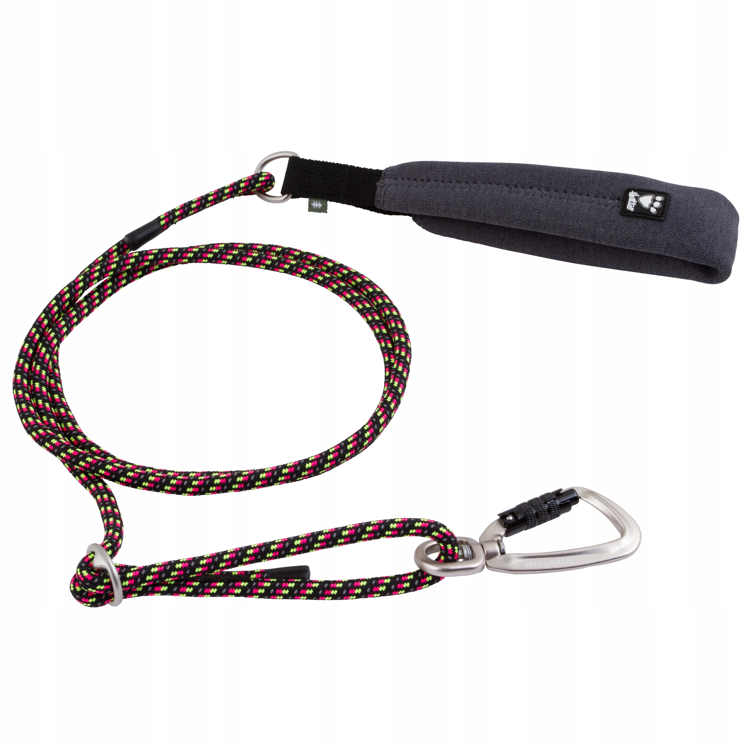Hurtta Adjustable Rope Leash Eco smycz linka dla psa, neonowa czarna 6mm