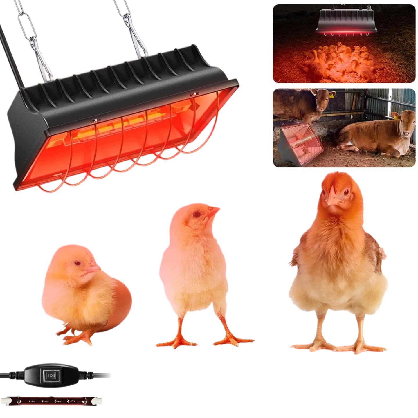 Topná Lampa Umělá Kvočna S Ochrannou Síťkou Pro Drůbež, Plazy