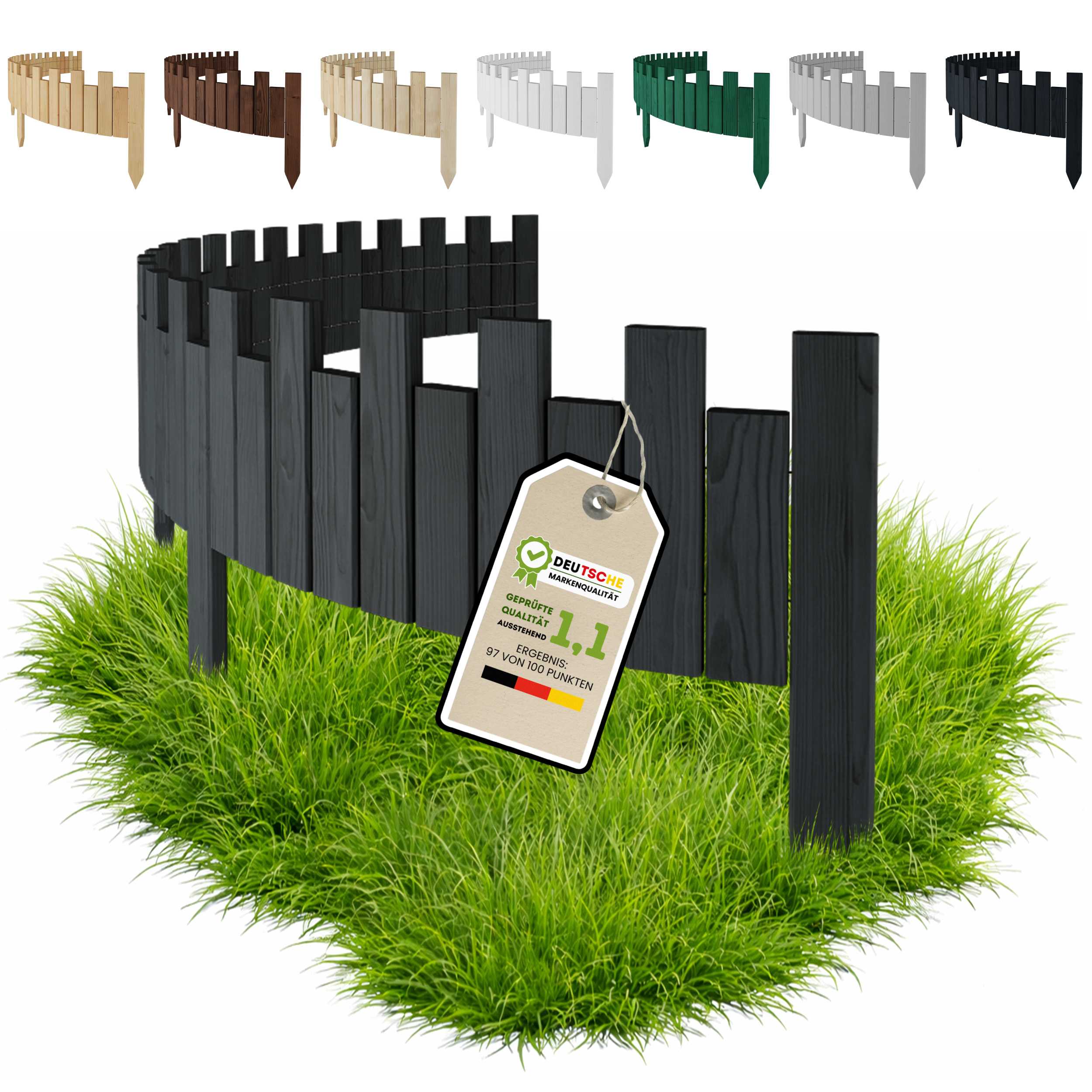 Dřevěný zahradní plot, palisáda, obrubník 200 x 15 cm Antracit