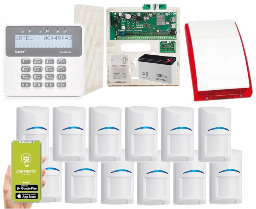 Kompletny Alarm Satel Perfecta 64 M 12 Czujek Pir Lte Syrena Alarmowa Gsm
