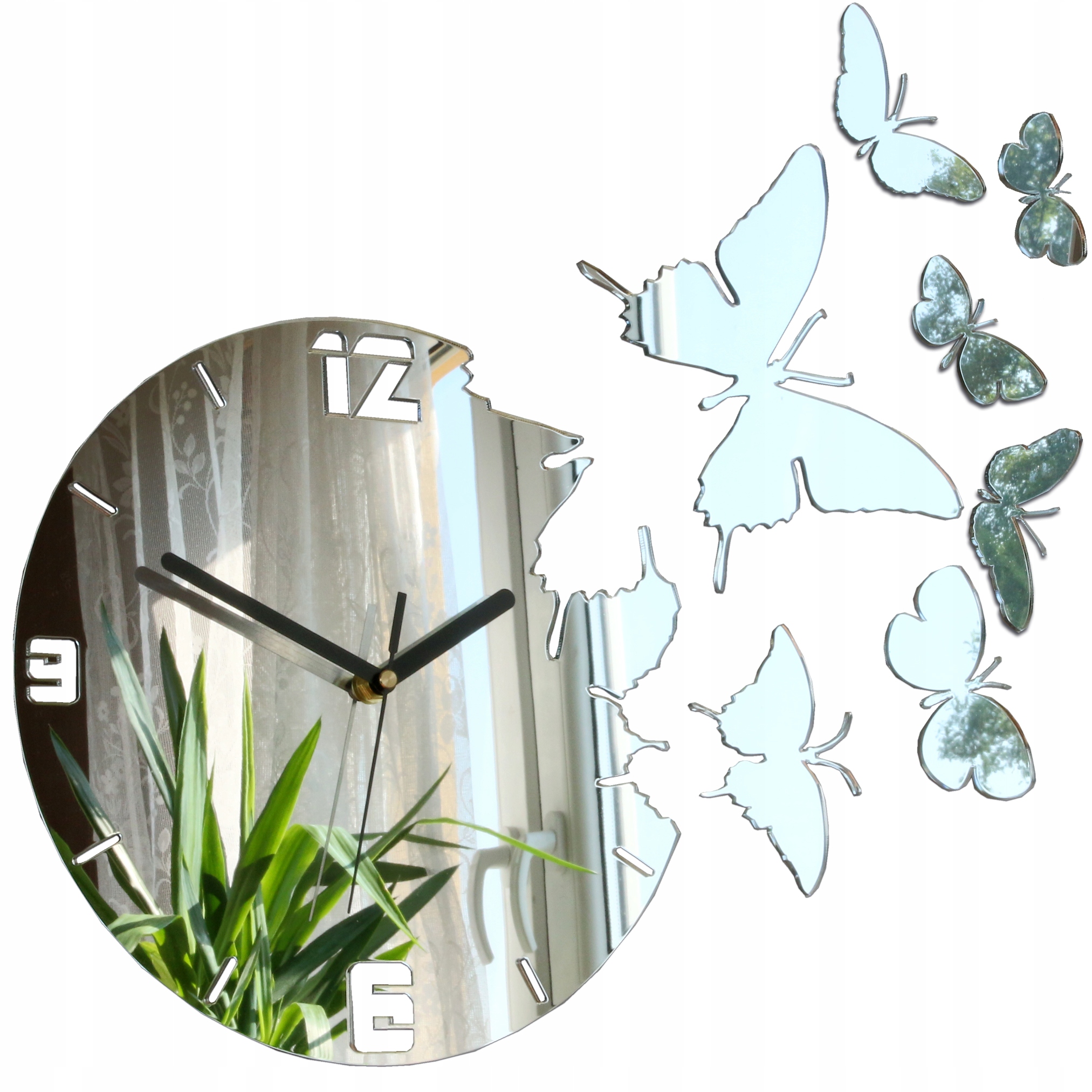 Zegar ścienny ModernClock Motyle Lustro Diy