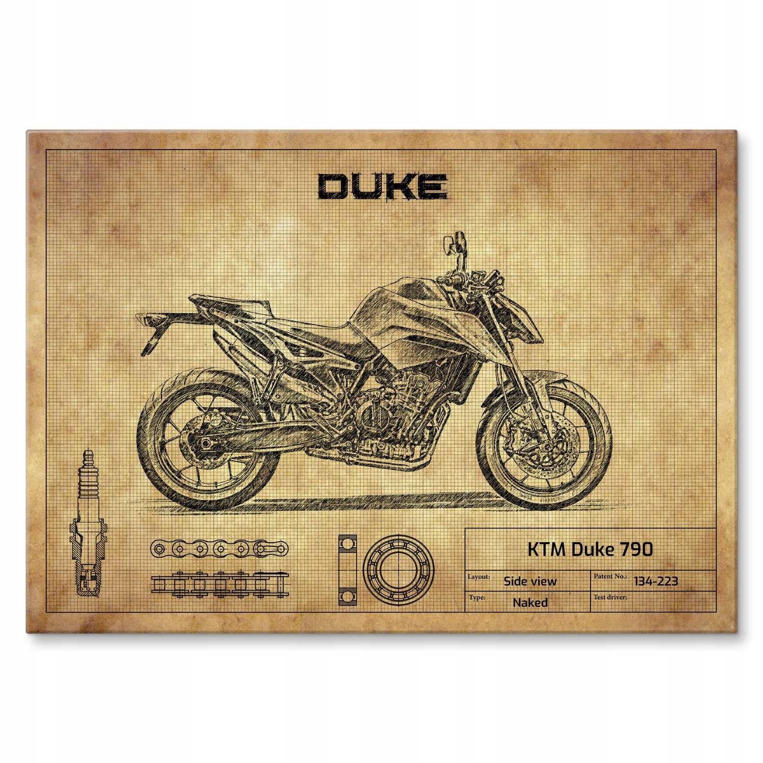 Kovový plakát Ktm Duke 790 Dárek 30 x 42 cm