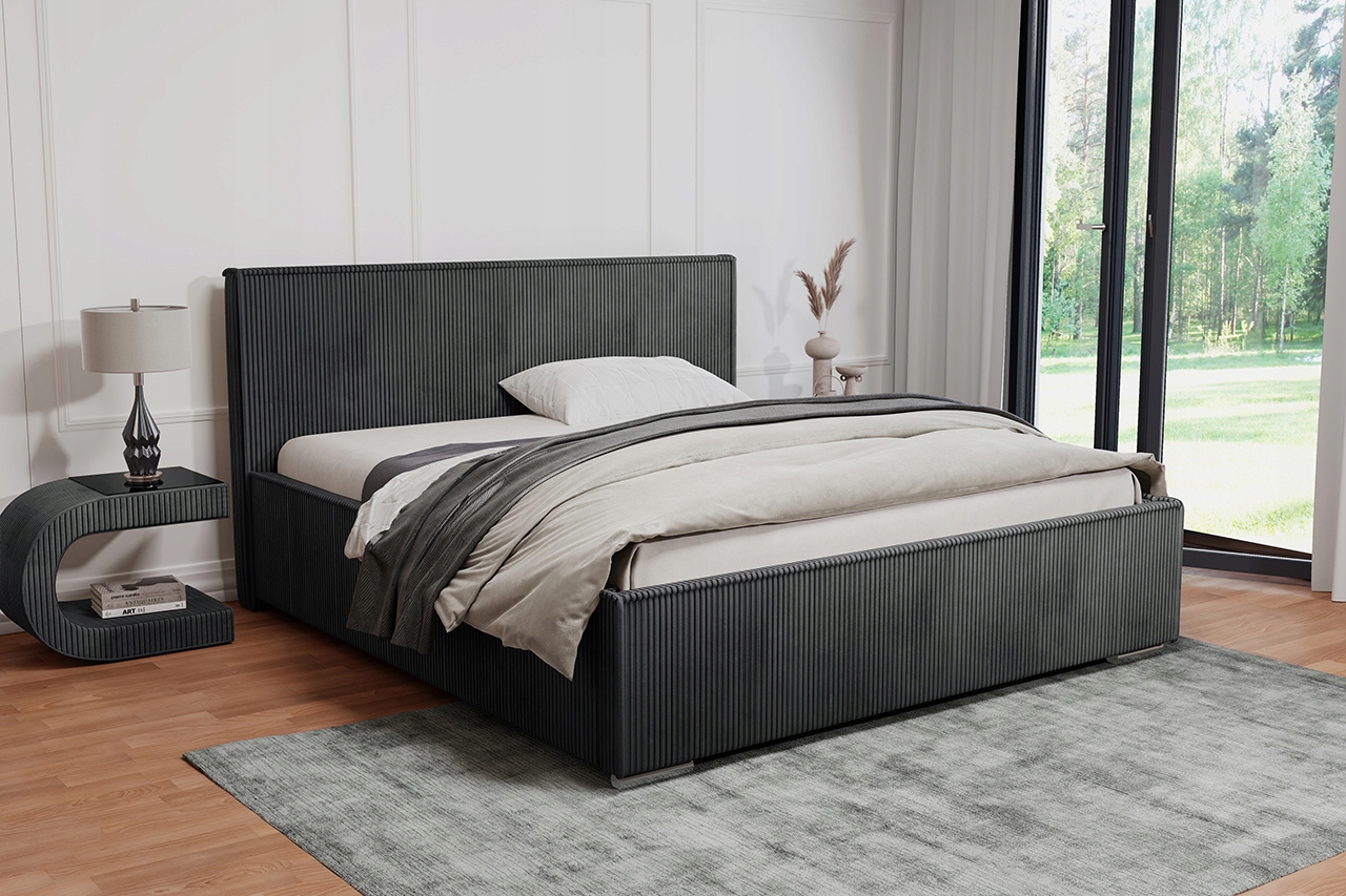 Łóżko tapicerowane 140x200 stelaż, pojemnik