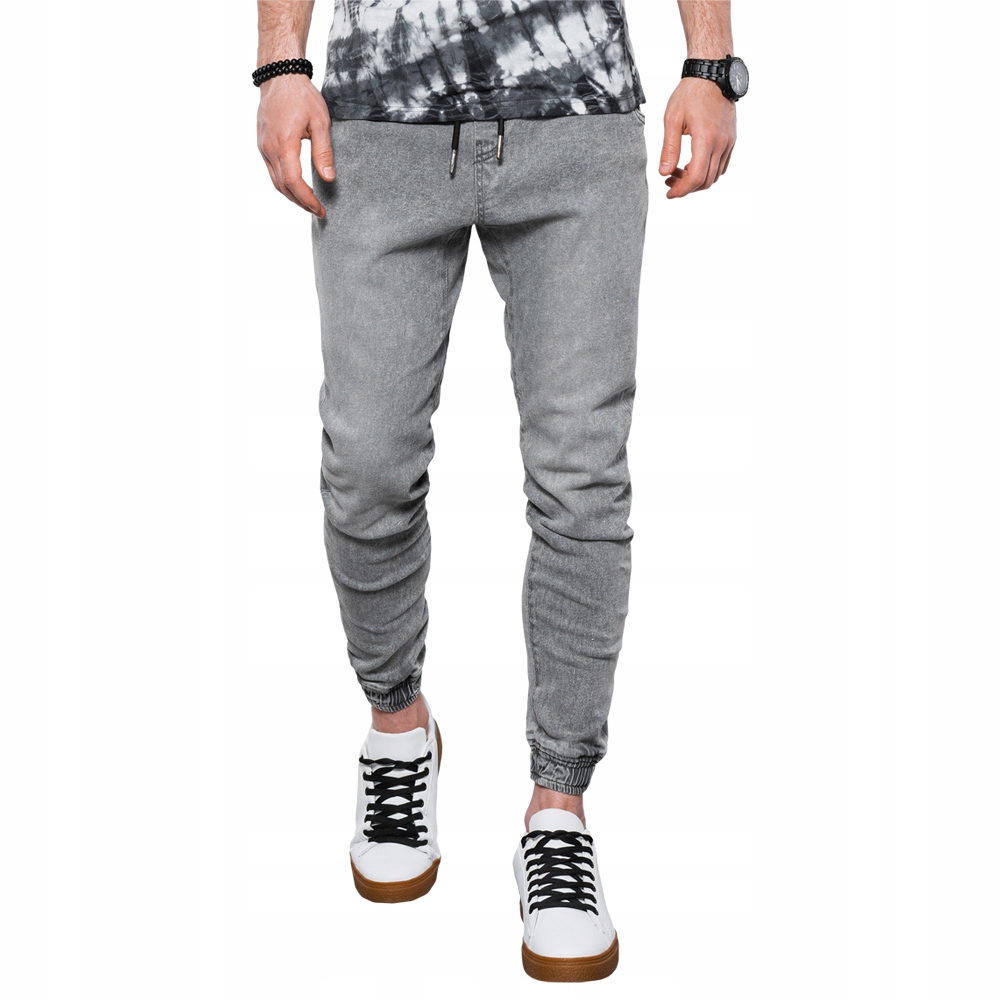 

Spodnie męskie jeansowe joggery P1027 szare L