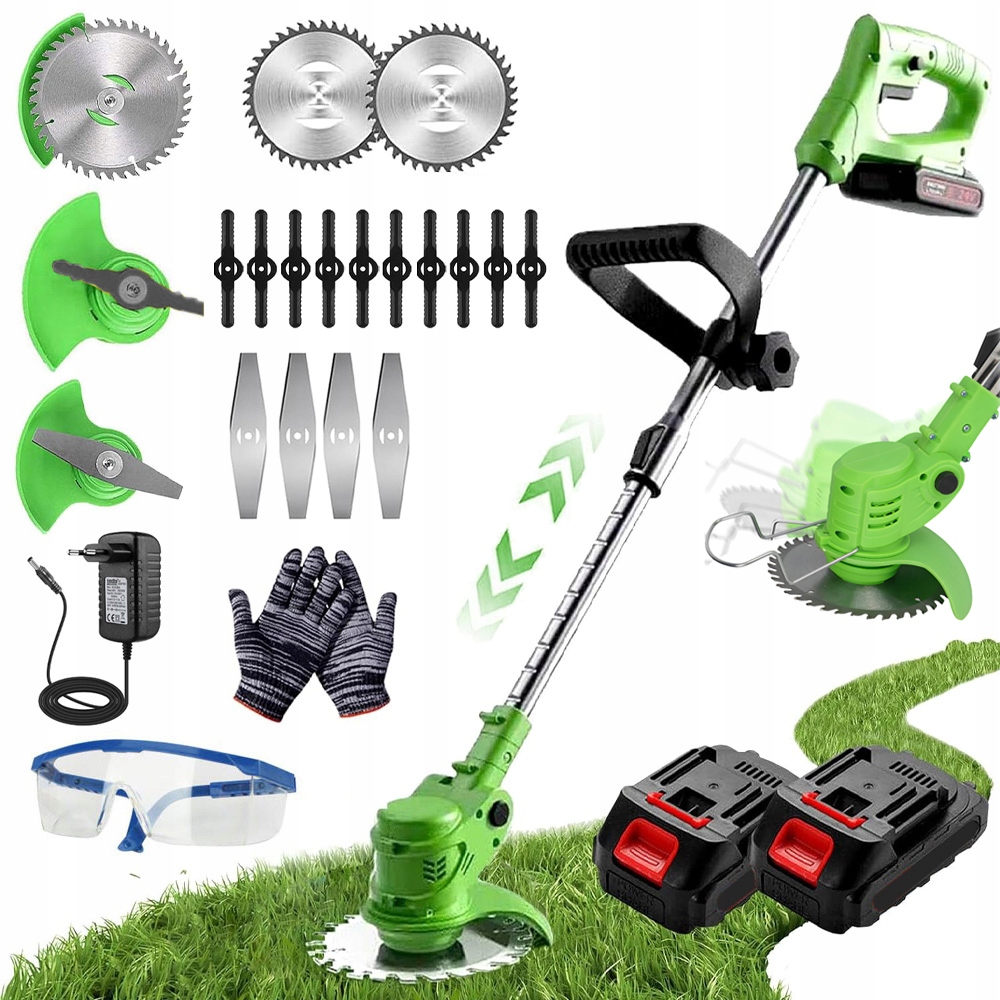 Potężna Kosa Kosiarka Akumulatorowa Podkaszarka Trawy 2XAKU +3 Różne Ostrza