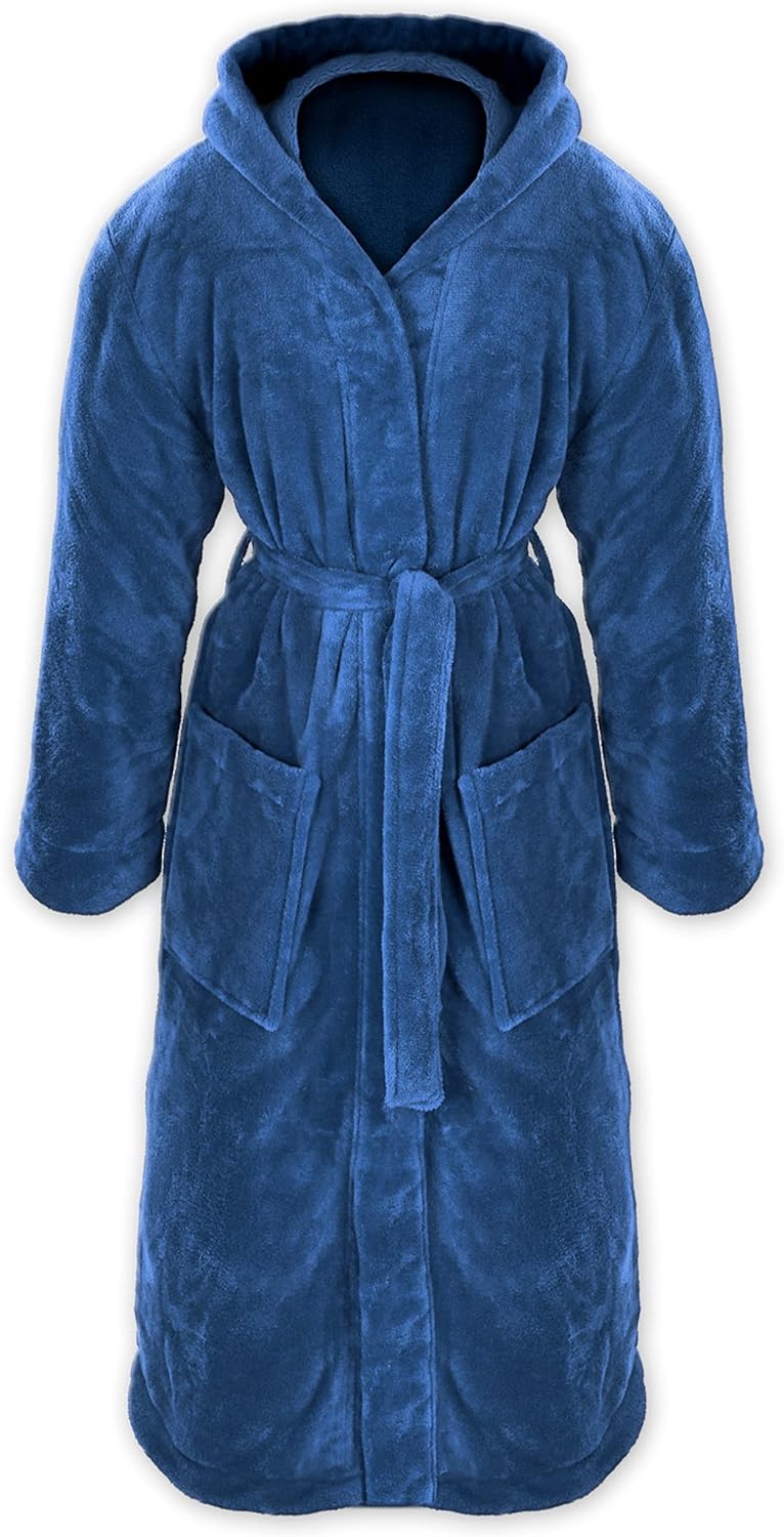 Szlafrok Kąpielowy Damski Męski Flanelowy Polar S-xxxl Ek XXL roz.niebieski