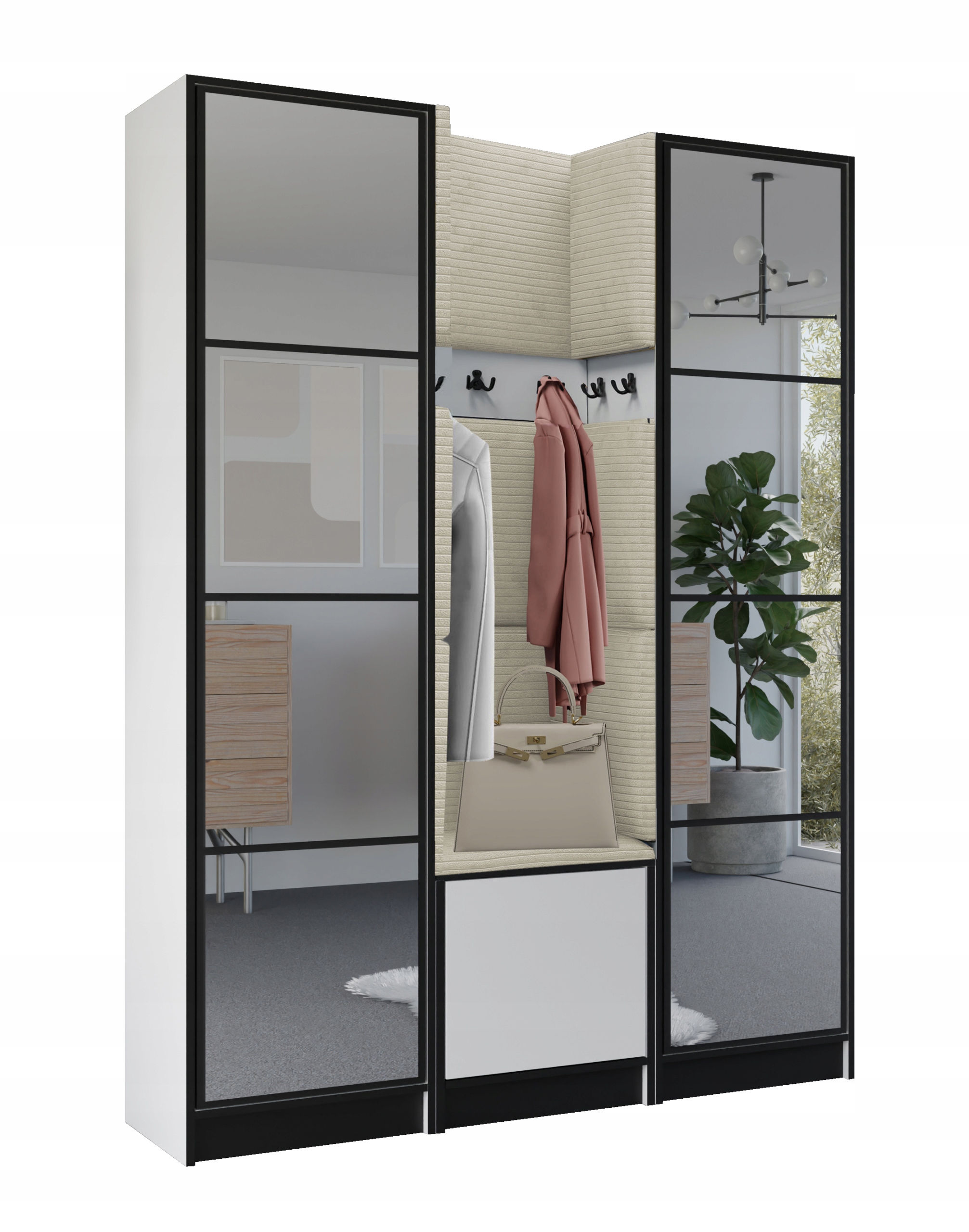 Šatní skříň Costa 12 bílá tkanina poso 100 béžová Vzor 1